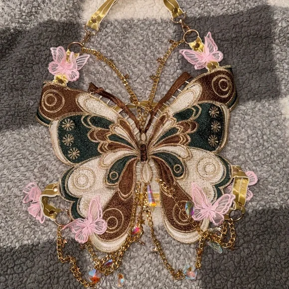 Butterfly Embellished Chain Necklace and Garter Set - Picture 2 of 3